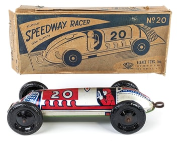 Elenee Toys Inc. Tin Mechanical Speedway Racer w/ Box