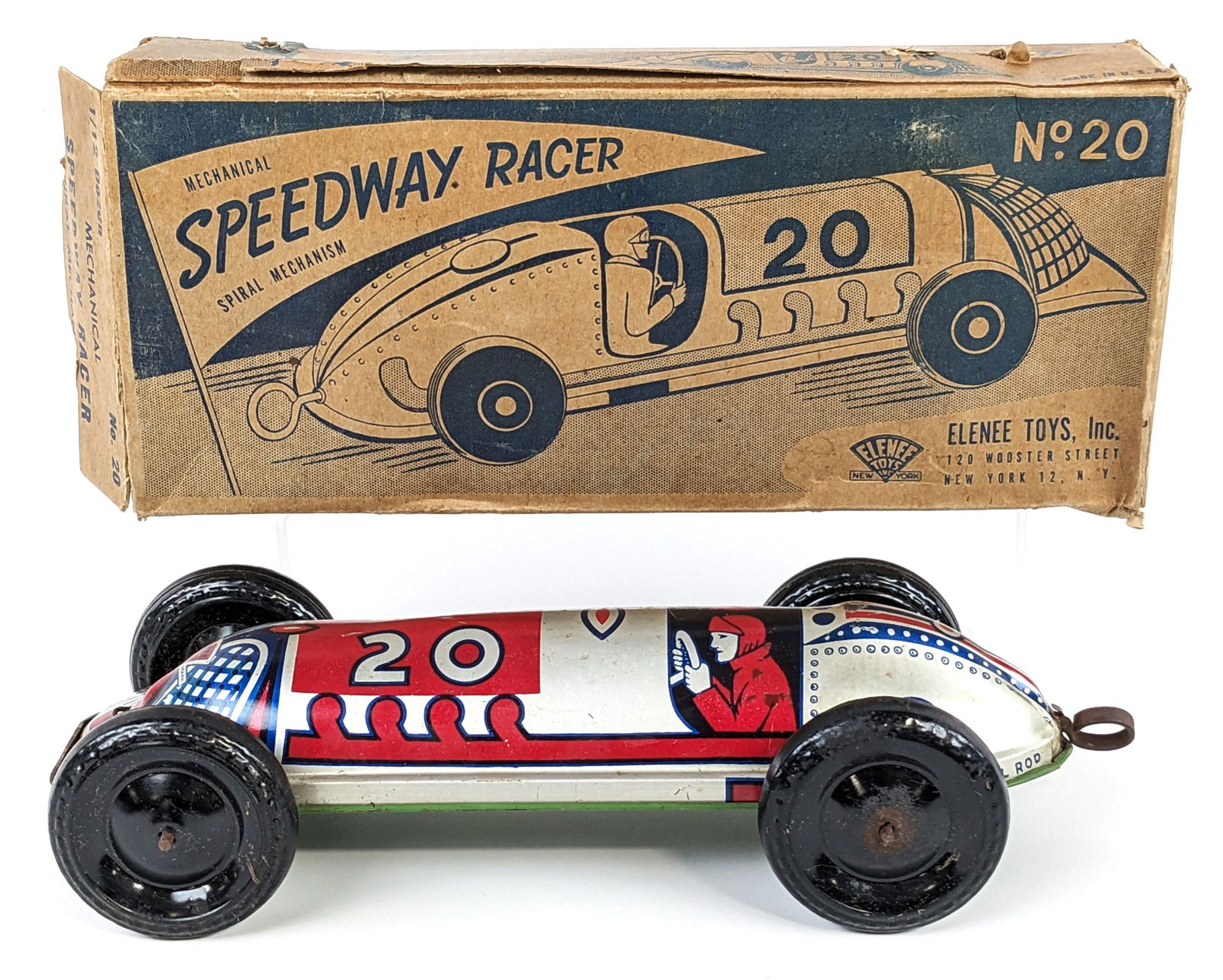 Elenee Toys Inc. Tin Mechanical Speedway Racer w/ Box (1 of 10)