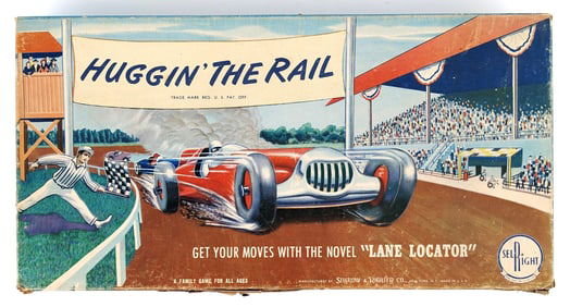 Selchow & Righter Co. No. 46 Huggin' The Rail Race Car Board Game