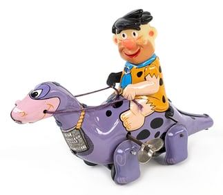 Marx Tin Windup Fred Flintstone On Dino