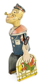 Marx Tin Windup Walking Popeye With Parrot Cages