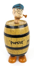 J Chein Tin Windup Popeye In Barrel Walker