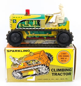 Marx Tin Windup Sparkling Climbing Tractor w/ Box