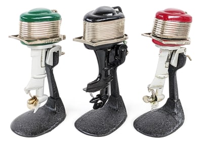 (3) Speed King Toy Outboard Boat Motors w/ Stands