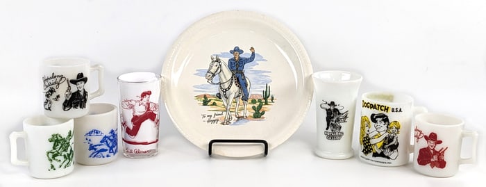 Hopalong Cassidy & Lil Abner Mugs & Plate