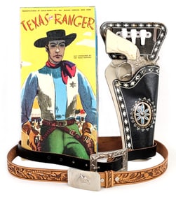 Leslie Henry Texas Ranger Star Cap Gun & Holster Set In Box