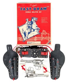 Kilgore Fast-Draw Double Holster Set w/ Ranger Cap Guns In Box