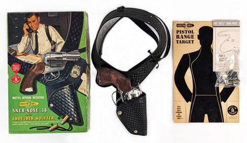 Mattel Shootin' Shell Snub-Nose .38 and Shoulder Holster In Box