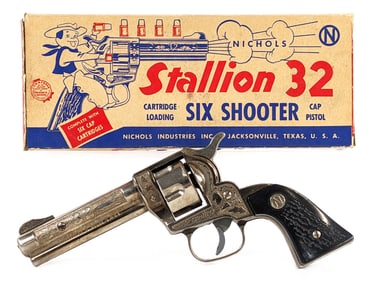 Nichols Stallion 32 Six Shooter Cap Gun Pistol w/ Box