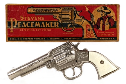 Stevens Peacemaker Cap Gun Pistol w/ Box
