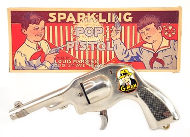 Marx Dick Tracy G-Man Sparkling Pop Pistol w/ Box