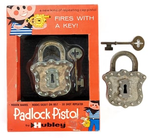 (2) Hubley Padlock Pistol With Box & One Loose
