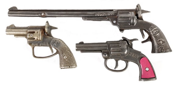 Kilgore Cast Iron Long Boy, Big Bill, & Hero Cap Guns