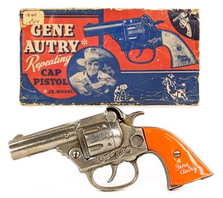Kenton Cast Iron Gene Autry Cap Gun Pistol w/ Box