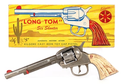 Kilgore Long Tom Six Shooter Cap Gun Pistol w/ Box