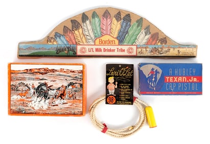 Lori-O-Lets Rope, Cap Gun Boxes, and Borden's Headdress