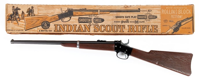 Mattel Shootin' Shell Indian Scout Rifle Cap Gun w/ Box