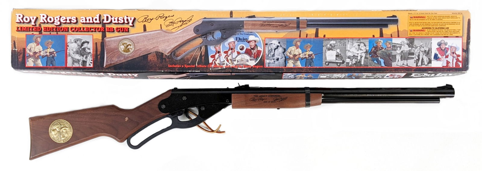 Daisy Roy Rogers and Dusty Limited Edition Collector BB Gun In Box: Daisy Roy Rogers and Dusty limited edition collector BB gun in the original box. The gun appears to be new in the box with the paperwork. The gun is a numbered limited edition. #223 of only 2500 produ