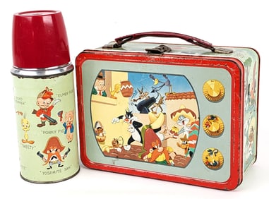 American Thermos Looney Tunes Metal Lunchbox w/ Thermos