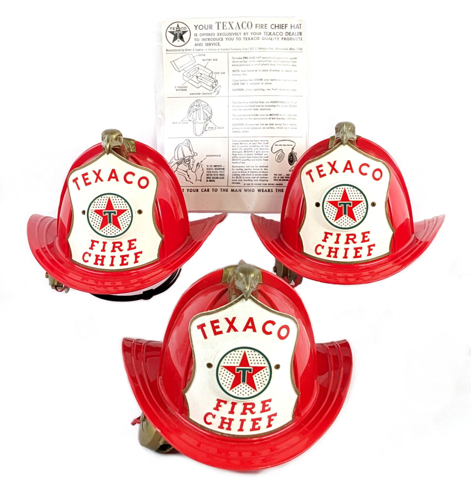 (3) Texaco Fire Chief Helmets w/ Instructions (1 of 20)