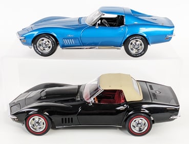 (2) 1/24 Scale Danbury Mint Chevrolet Corvette's