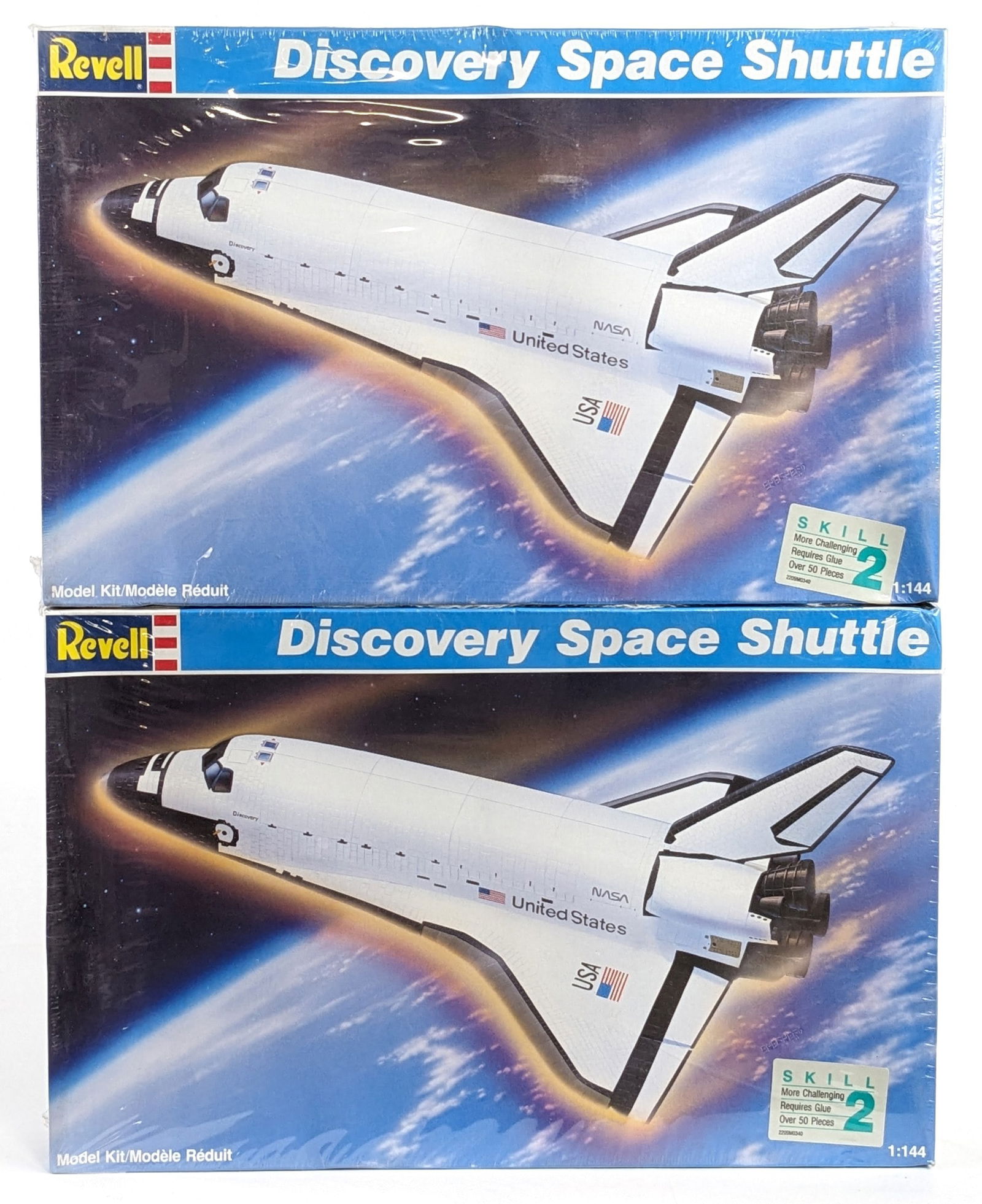 (2) 1/144 Revell Discovery Space Shuttle Rocket Model Kits - Sealed: (2) 1/144 Scale Revell discovery space shuttle rocket ship model kits. The model kits are factory sealed new in the boxes.