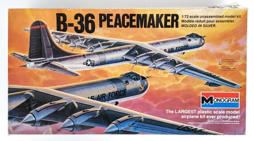 1/72 Scale Monogram B-36 Peacemaker Airplane Model Kit - NIB