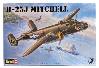 1/48 Scale Revell B-25J Mitchell Bomber Airplane Model Kit - Sealed
