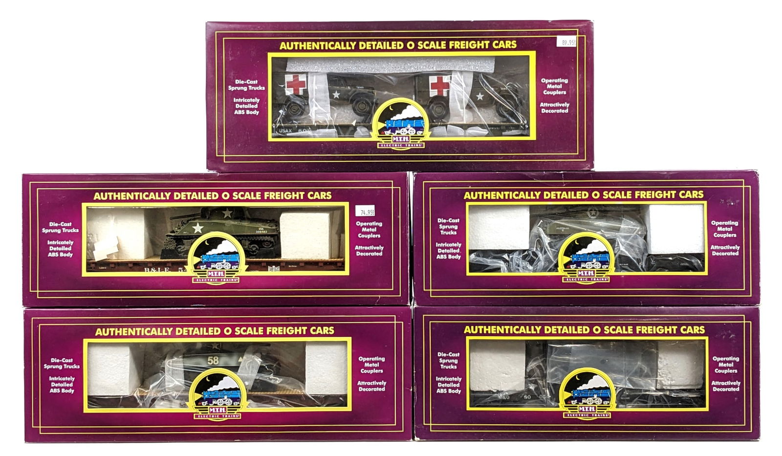 (5) MTH U.S. Army Loaded Flat Cars (1 of 8)