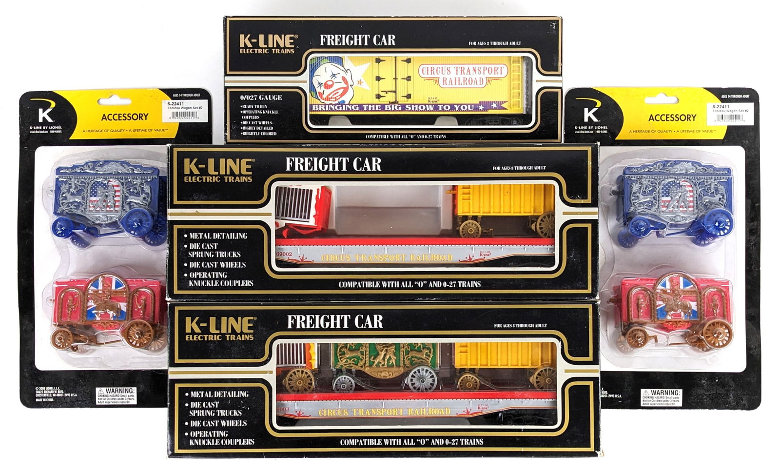 K-Line Circus Transport Railway Cars & Tableau Wagon Sets (1 of 11)