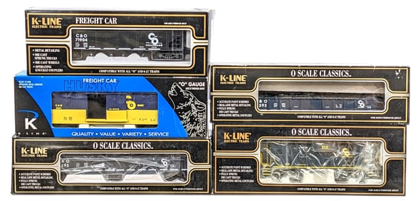 (5) K-Line Chesapeake and Ohio Train Cars