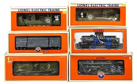 (6) Lionel U.S. Army Cars