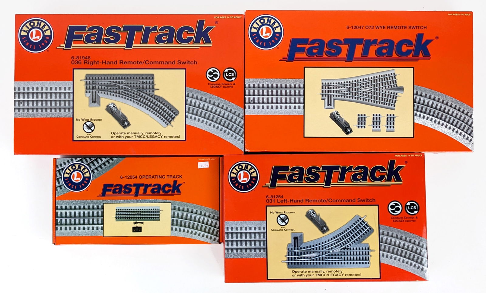 Lionel FasTrack Left Switch, Right Switch, WYE Remote Switch, & Operating Track (1 of 12)