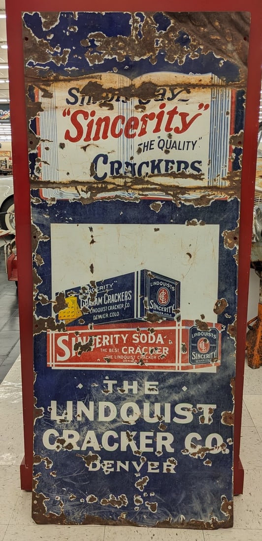 5ft Vintage SSP Sincerity Crackers Adv Sign (1 of 3)