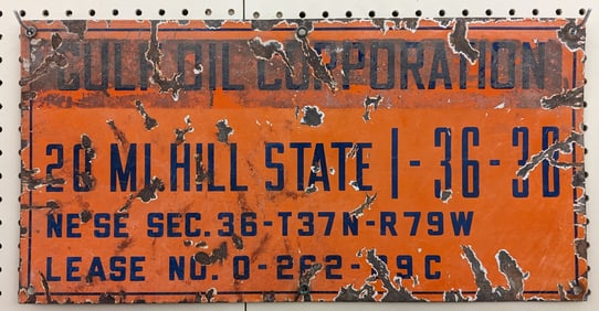 Vintage SSP Gulf Oil Corporation Well Sign