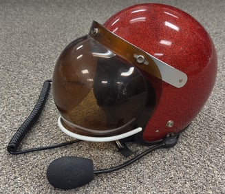 Vintage Metal Flake Race Helmet w/ Bubble Shield
