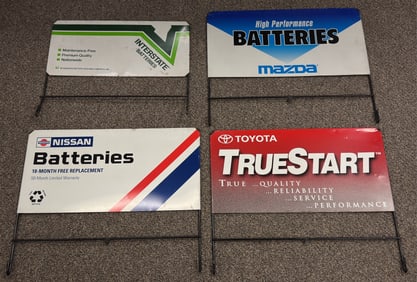 (4) Mazda, Toyota, Nissan, & Interstate Batteries Signs