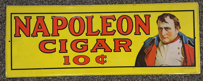 SST Napoleon Cigar 10? Sign: Measures 19.75n wide x 7in tall.