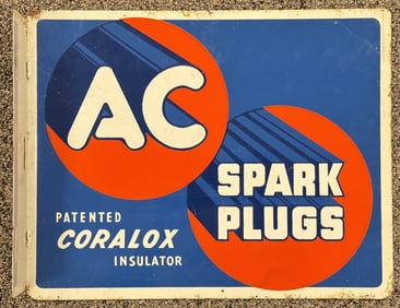 Vtg DST AC Spark Plugs Flange Advertising Sign