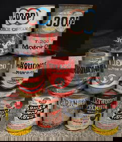 (9) Vtg Empty Motor Oil Cans