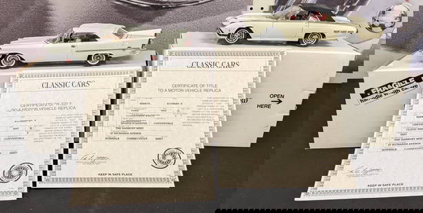 Danbury Mint 1957 Chrysler 300C Convertible & 1962 Ford Thunderbird Model Cars: Cars come with their COA's and are in like new condition.