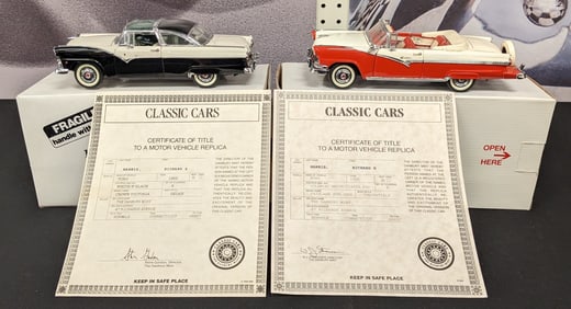 Danbury Mint 1956 Ford Fairlane Sunliner & 1955 Ford Crown Victoria Replica Vehicles