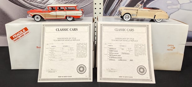 Danbury Mint 1941 Chevrolet Special Deluxe & 1958 Edsel Bermuda Replica Vehicles