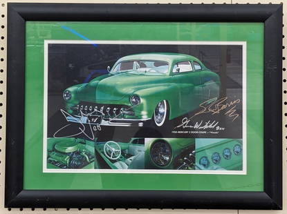 Signed George Barris, Gene Winfield, & Johnny Vegas Photograph: Measures 23.5in wide x 17.5in tall.