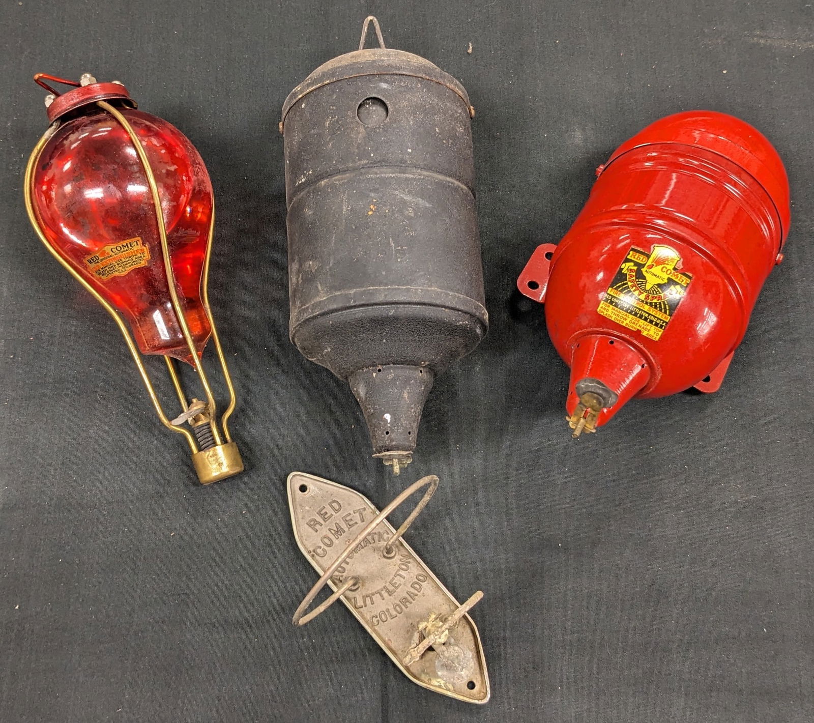 (3) Antique Red Comet Automatic Fire Extinguishers (1 of 6)