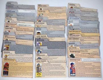 (35) 1980s Hasbro G.I. Joe 3.75in ARAH Action Figure File Cards