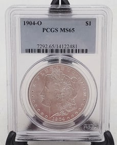 Graded 1904-O Silver Morgan $1 One Dollar Coin MS65