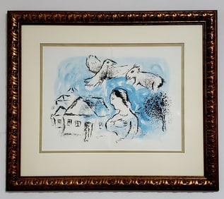 Marc Chagall “Composition in Blue” Original Lithograph from Derrière Le Miroir Book.