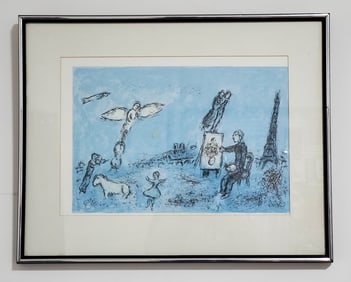 Marc Chagall “Paris Composition” Original Lithograph from Derrière Le Miroir Book
