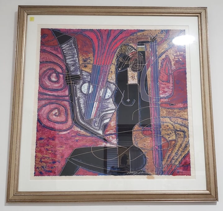 Adrian Wong Shue "Heart Songs" Signed Lithograph Print 130/300: Signature and Number is Signed in Pencil on Bottom of Print. Print is in Overall good Condition. 42 1/2? x 43?